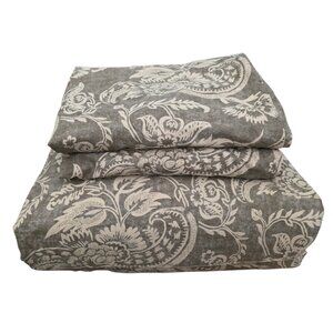 Pottery Barn Alessandra Scroll Linen King Duvet Cover + 2 Euro Shams EUC